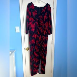 Torrid black and red floral Maxi Studio Knit High Low Dress